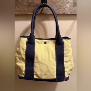 J.Crew Canvas Tote Bag Pink Navy Blue Handles Lined  Medium Size Cotton NWT